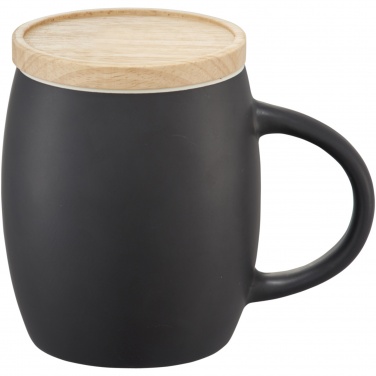 Logotrade Werbeartikel das Foto: Hearth 400 ml Keramiktasse mit Holz Untersetzer