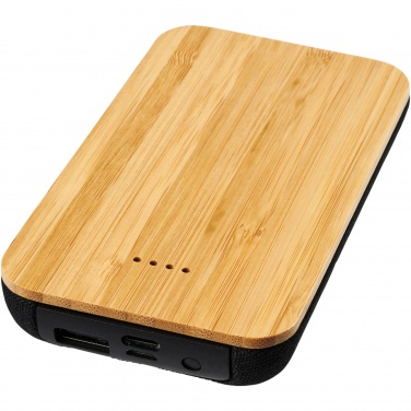 Logotrade Geschäftsgeschenke das Foto: Future 6.000 mAh kabellose Powerbank mit Ladefunktion aus Bambus/Stoff
