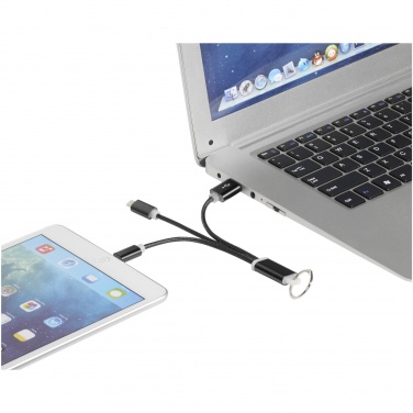 Logotrade Firmengeschenke das Foto: Metal 3-in-1 Ladekabel mit Schlüsselanhänger