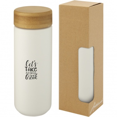 Logotrade Werbeartikel das Foto: Lumi 300 ml Keramikbecher mit Bambusdeckel