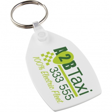 Logotrade Werbegeschenke das Foto: Tait rechteckiger Schlüsselanhänger aus recyceltem Material