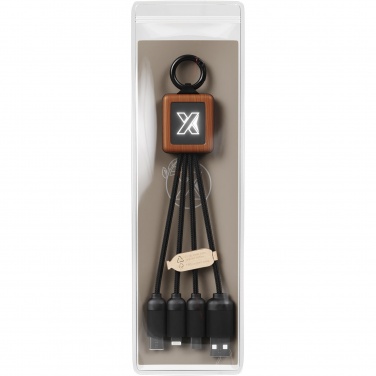 Logotrade Werbegeschenke das Foto: SCX.design C19 Easy to Use Kabel aus Holz mit Leuchtlogo