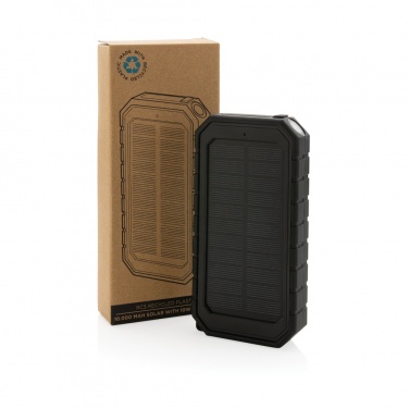 Logotrade Geschäftsgeschenke das Foto: 10.000 mAh Solar-Powerbank mit 10W Wireless aus RCS Plastik