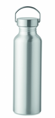 Logotrade Werbeartikel das Foto: 500-ml-Flasche aus recyceltem Aluminium mit einem Deckel aus Edelstahl mit Griff