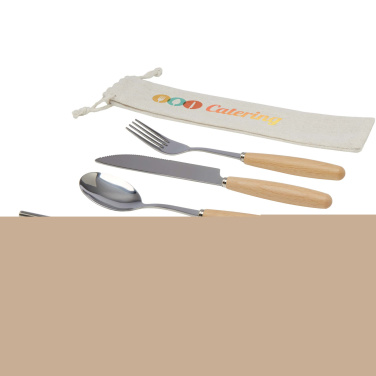 Logotrade Logogeschenke das Foto: Root 5-teiliges Besteckset aus Edelstahl und Buchenholz