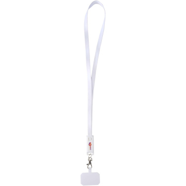 Logotrade Werbegeschenke das Foto: Franz 5 in 1 Lanyard Kabel aus recyceltem Kunststoff für Smartphones mit integrierter Datensynchronisierung und 65 W Schnellladefunktion