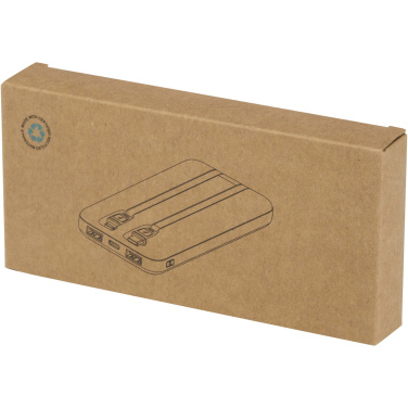 Logotrade Geschäftsgeschenke das Foto: Adhil 10 W 10.000 mAh Powerbank aus recyceltem Kunststoff mit 2 integrierten Kabeln