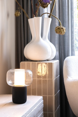 Logotrade Werbeartikel das Foto: Lux 10W Lautsprecherlampe aus RCS recyceltem Kunststoff