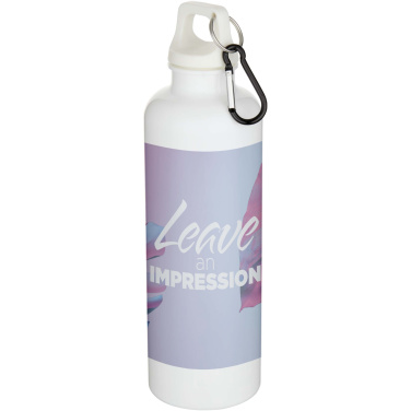 Logotrade Werbegeschenke das Foto: Oregon 750 ml einfarbige RS-zertifizierte Wasserflasche aus recyceltem Kunststoff mit Karabinerhaken