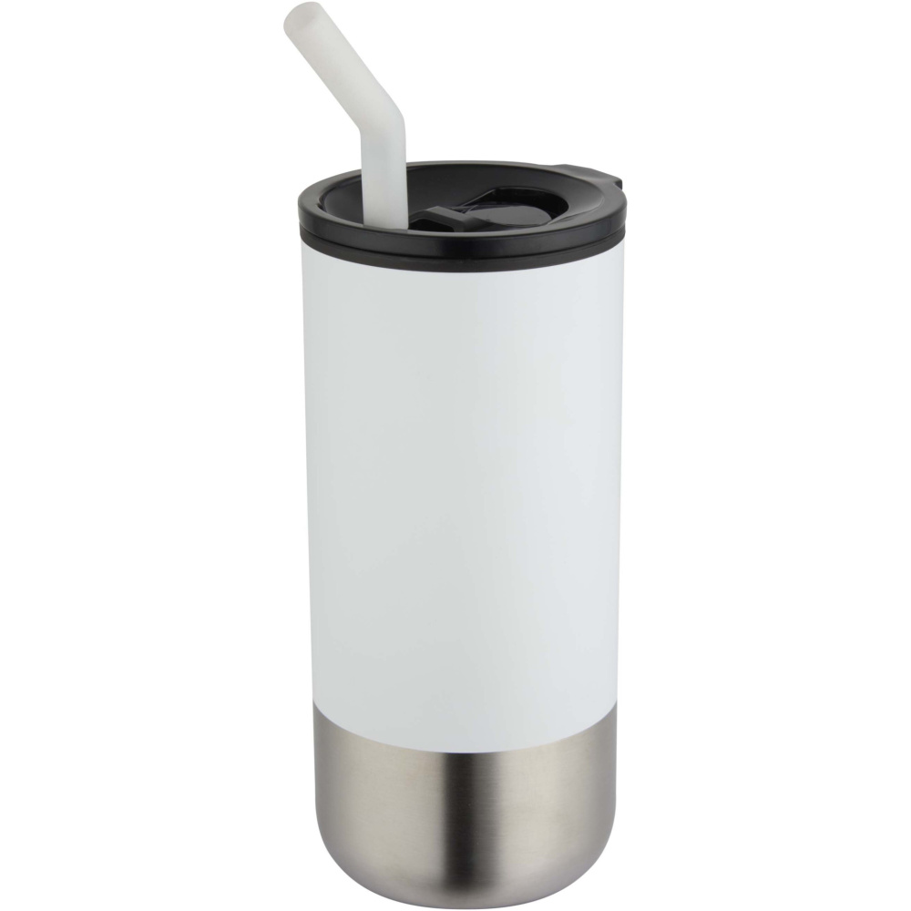 Logotrade Werbeartikel das Foto: Grayson 480 ml RCS recycelter Isolierbecher mit Trinkhalm