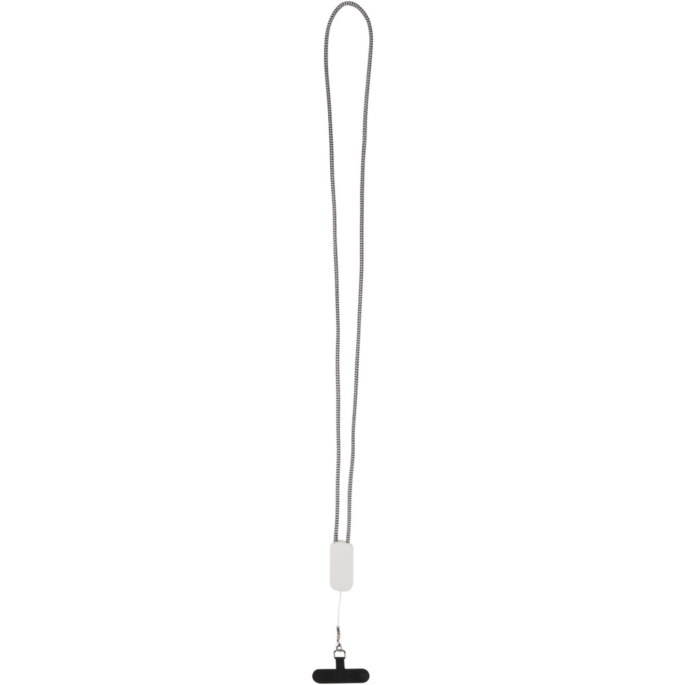 Logotrade Firmengeschenke das Foto: Anser Smartphone Lanyard aus recyceltem Kunststoff mit 27 W 5-in-1 integriertem Kabel