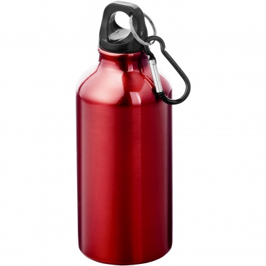 Logotrade promotional product image of: Oregon 400 ml aluminium water bottle with carabiner