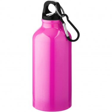 Logo trade business gifts image of: Oregon 400 ml aluminium water bottle with carabiner