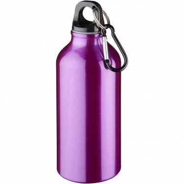 Logotrade advertising products photo of: Oregon 400 ml aluminium water bottle with carabiner