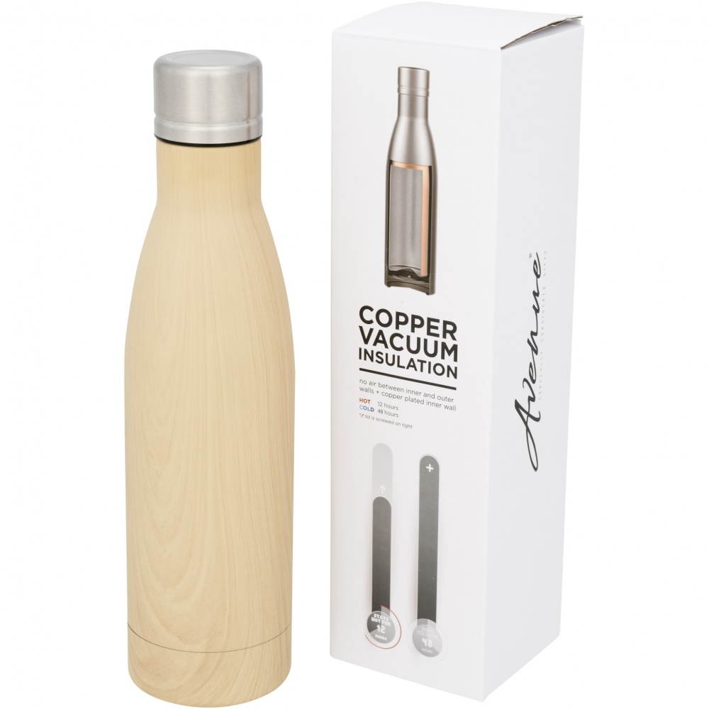 Logotrade corporate gift image of: Vasa 500 ml wood-look copper vacuum insulated bottle