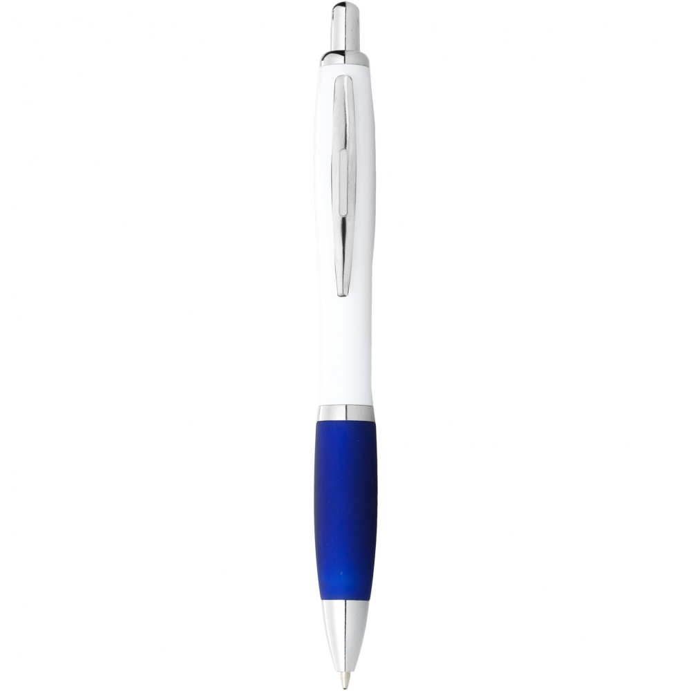 Logo trade promotional items image of: Nash ballpoint pen with white barrel and coloured grip
