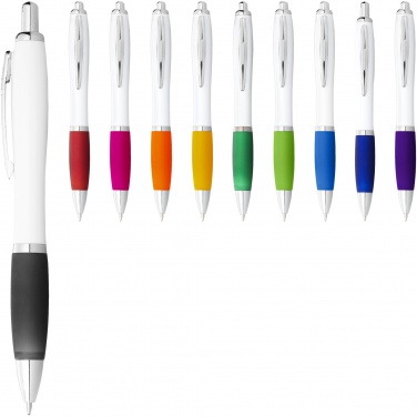 Logo trade business gift photo of: Nash ballpoint pen with white barrel and coloured grip