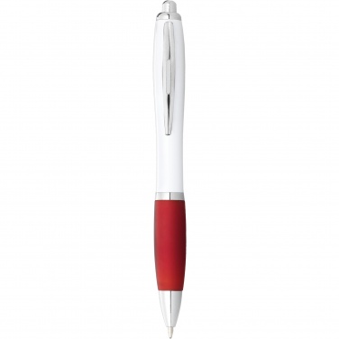 Logo trade promotional giveaways image of: Nash ballpoint pen with white barrel and coloured grip