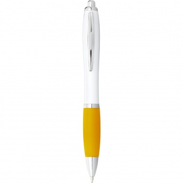 Logo trade promotional giveaways picture of: Nash ballpoint pen with white barrel and coloured grip