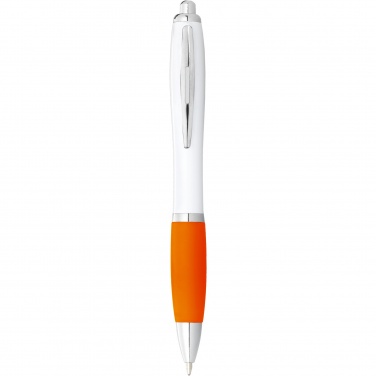 Logo trade promotional item photo of: Nash ballpoint pen white barrel and coloured grip