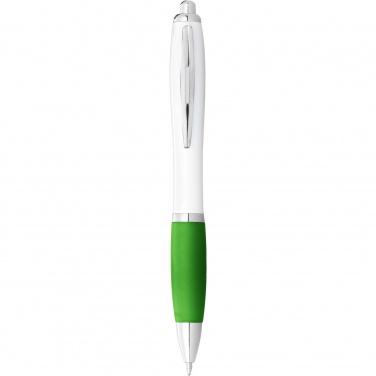 Logo trade promotional merchandise image of: Nash ballpoint pen white barrel and coloured grip