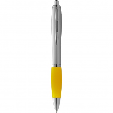 Logo trade promotional products picture of: Nash ballpoint pen silver barrel and coloured grip