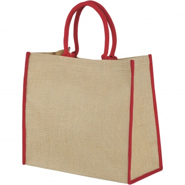 Logo trade corporate gifts picture of: Harry coloured edge jute tote bag 25L