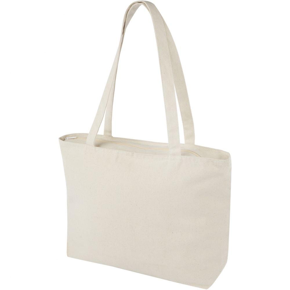 Logo trade advertising product photo of: Ningbo 320 g/m² zippered cotton tote bag 15L
