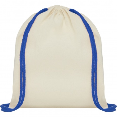 Logotrade advertising products photo of: Oregon 100 g/m² cotton drawstring bag with coloured cords 5L