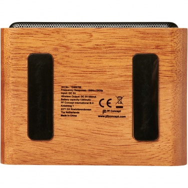 Logotrade promotional merchandise picture of: Wooden 3W speaker with wireless charging pad