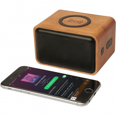 Logotrade advertising product image of: Wooden 3W speaker with wireless charging pad