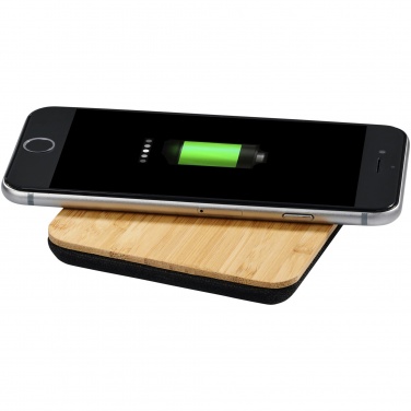 Logo trade promotional giveaways image of: Leaf 5W bamboo and fabric wireless charging pad