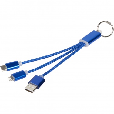 Logo trade promotional gifts picture of: Metal 3-in-1 charging cable with keychain