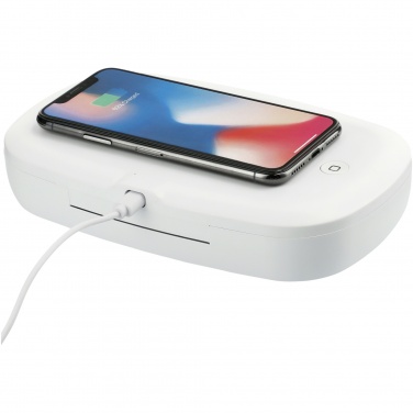 Logo trade promotional item photo of: Capsule UV smartphone sanitizer with 5W wireless charging pad