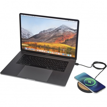 Logo trade advertising products image of: Kivi 10W limestone/cork wireless charging pad