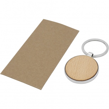 Logo trade corporate gifts picture of: Moreno beech wood round keychain