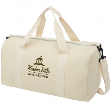 Logo trade promotional merchandise photo of: Pheebs 450 g/m² recycled cotton and polyester duffel bag 24L