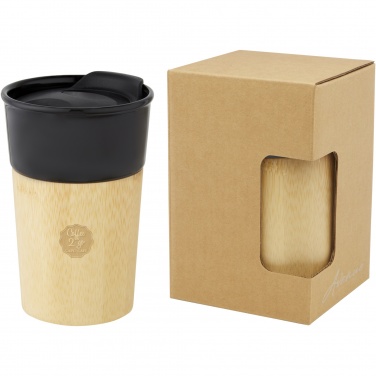 Logo trade advertising product photo of: Pereira 320 ml porcelain mug with bamboo outer wall