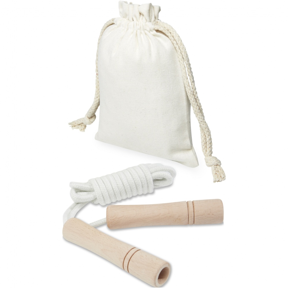 Logo trade promotional product photo of: Denise wooden skipping rope in cotton pouch