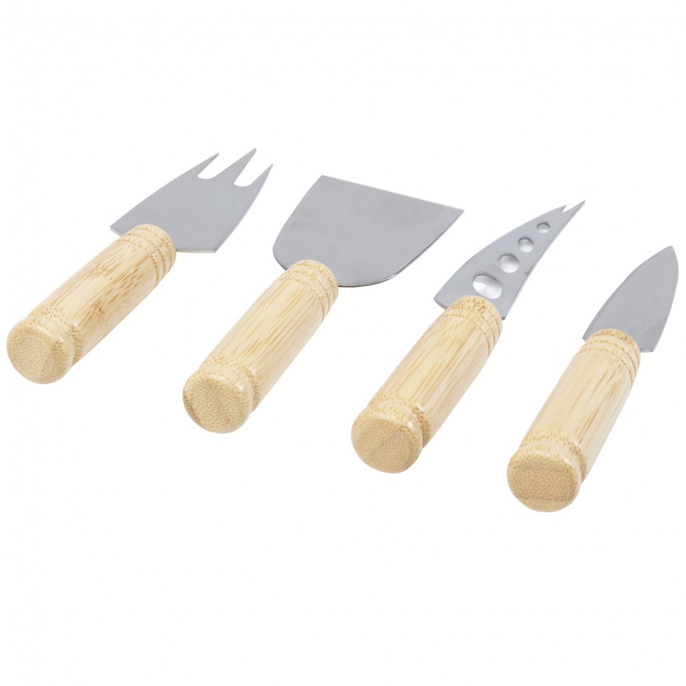 Logo trade corporate gifts image of: Cheds 4-piece bamboo cheese set