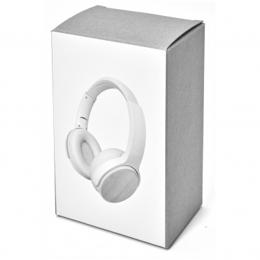 Logo trade promotional giveaway photo of: Athos bamboo Bluetooth® headphones with microphone
