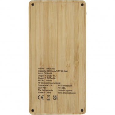 Logotrade promotional product picture of: Alata 8000 mAh bamboo solar power bank