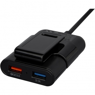 Logotrade promotional giveaway image of: Pilot dual car charger with QC 3.0 dual back seat extended charger