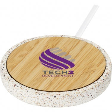 Logo trade promotional gift photo of: Terrazzo 10W wireless bamboo charging pad