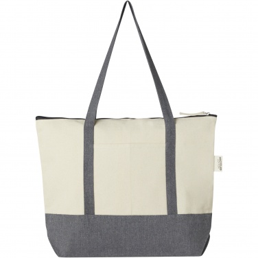 Logo trade corporate gift photo of: Repose 320 g/m² recycled cotton zippered tote bag 10L