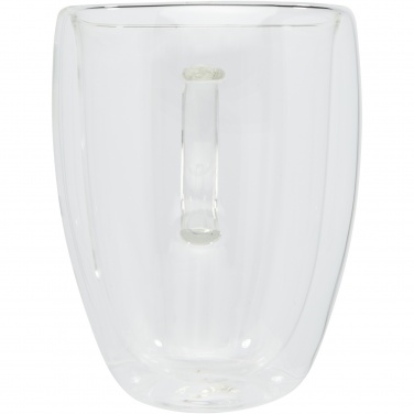Logotrade promotional items photo of: Manti 2-piece 350 ml double-wall glass cup with bamboo coaster 