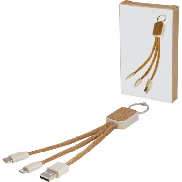 Logo trade business gifts image of: Bates wheat straw and cork 3-in-1 charging cable