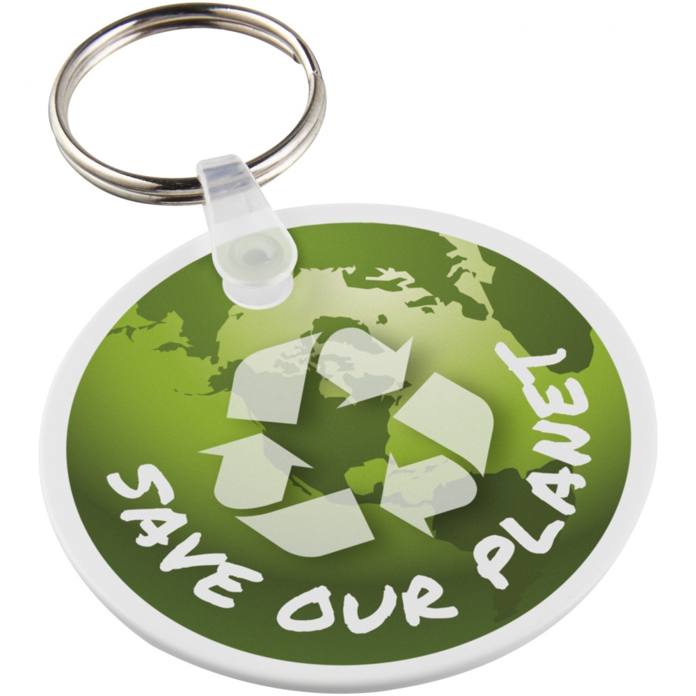 Logo trade promotional giveaways image of: Tait circle-shaped recycled keychain