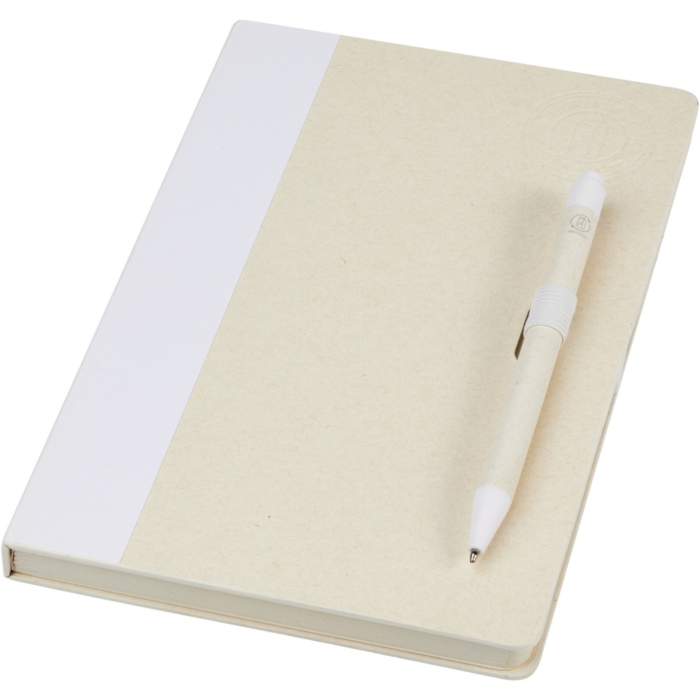 Logo trade advertising products image of: Dairy Dream A5 size reference recycled milk cartons notebook and ballpoint pen set
