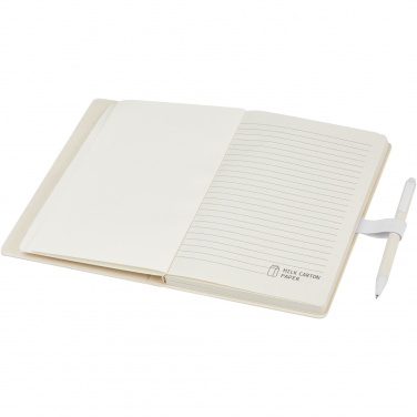 Logo trade promotional gifts picture of: Dairy Dream A5 size reference recycled milk cartons notebook and ballpoint pen set
